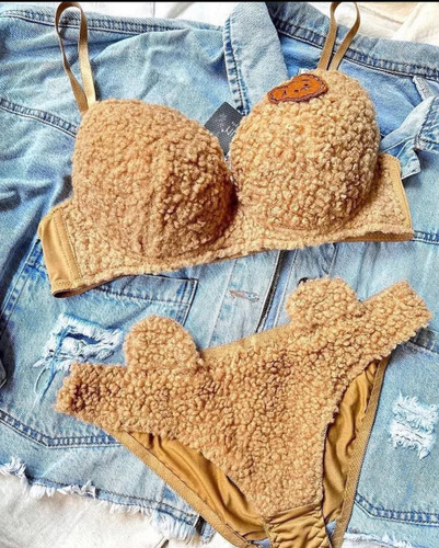 ست شورت و سوتین تدی پشمی فنردار نیم جک