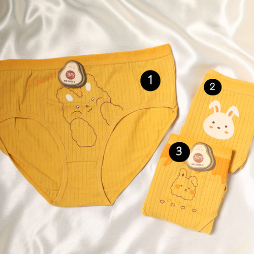 شورت زنانه و دخترانه نخ پنبه عروسکی ضد حساسیت فاق دو لایه زرد خردلی