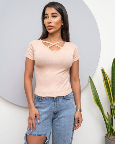 تیشرت دخترانه یقه ضربدری فانریپ کبریتی کشی و لطیف فری سایز